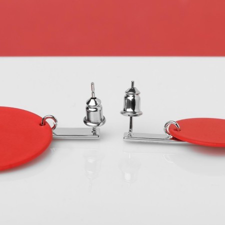 Earrings Assorted "Art" line, red color in silver-2