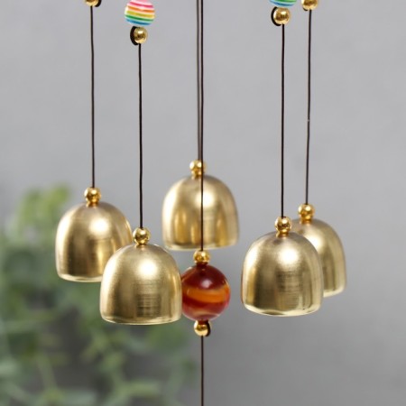 Wind Music Metal "Ganesha in Golden Flower" 5 bells 56x8 cm-2