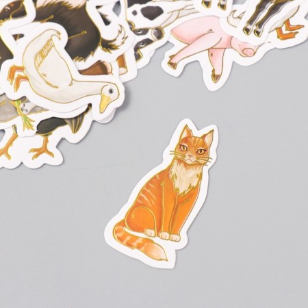 Stickers for creativity "Home -based animals" embossing gold set 48 pcs 9x7x0.8 cm-3
