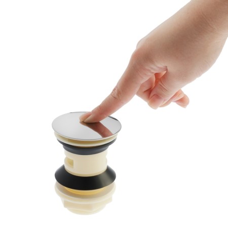 Bottom valve Zein BP4, plastic housing, large button, stainless steel, overflow-10