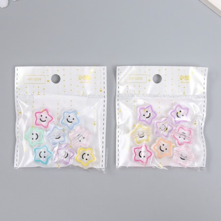 Busina Plastic "Funny star with colored stroke" Gloss Mix 2x2x0.8 cm-4