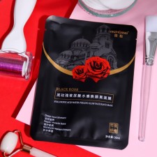 The mask is smoky, fabric, moisturizing, for the face, with a black rose extract