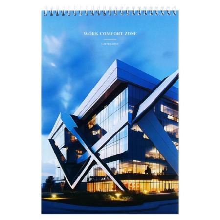 Notepad A4, 80 sheets in the cage on the crest "Office", cover coated cardboard, hard substrate, mix-4