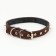 Leather collar on synthetic winterizer, with spikes, 2 x 40 cm, Osh 25-35 cm, dark brown