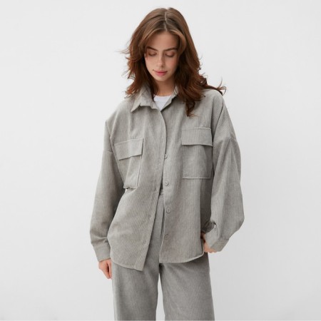 Female blouse minku: Velvet collection color light gray, river 42