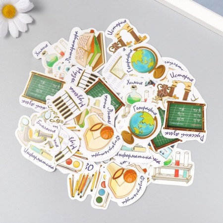 Stickers for creativity "School objects" embossing gold set 48 pcs 9x7x0.8 cm-2