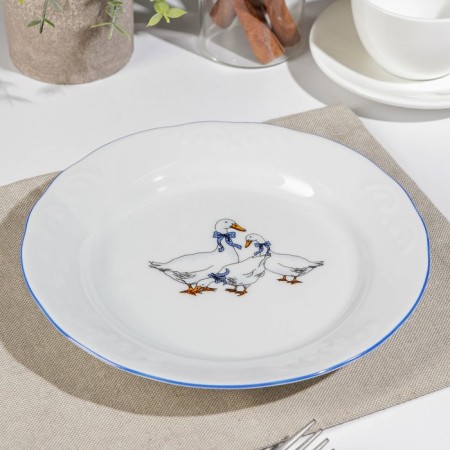 Porcelain plate "geese", d = 20 cm, mix-1