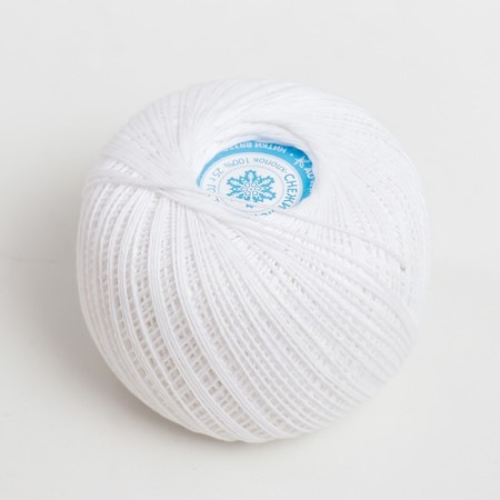 Knitting threads "Snowflake" 230m/25g 100% cotton (0101 white color)-1