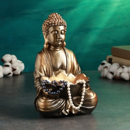 Piggy bank "Buddha with lotus" bronze, 28cm