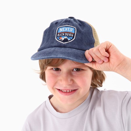 Baby cap for a boy with a Never, jeans, rr, 52-54 5-7 years-13