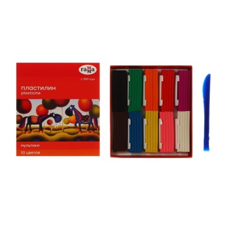 Plasticine 10 colors 200 g, gamma "cartoons", with stack, cardboard packaging 280017-4