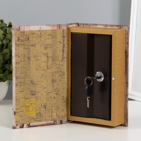 Safe-book wood, leatherette "chair with chickens on books" 21x13x5 cm-1