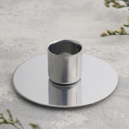 Circle Circle Circle for one candle, 7x3 cm, chrome-1
