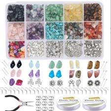 Natural stone beads, set of 11 types of stones, 4 types of pendants, accessories