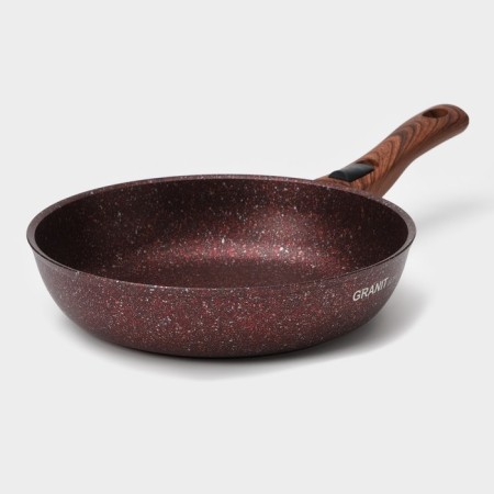 Granit Ultra Red, D = 26 cm pan, removable handle, glass cover, anti -stick coating, brown color-2