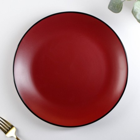 Board ceramic dining shade "Vanilla", d = 27 cm, burgundy color