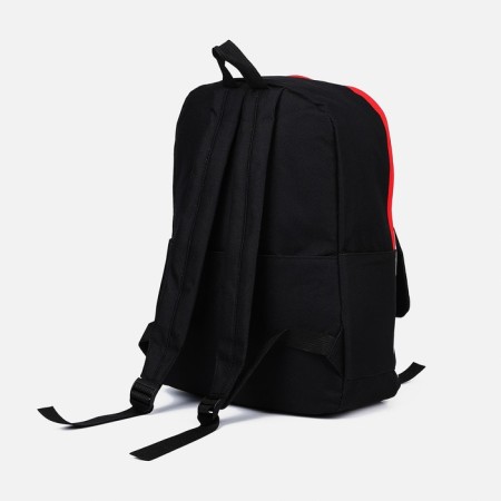 A backpack with a zipper, an outer pocket, a set of a chover, bag, black color-4