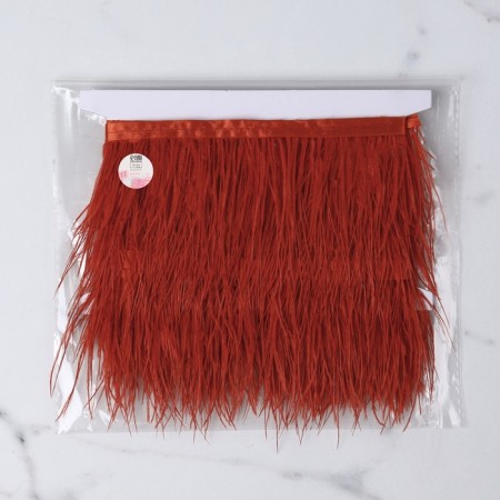 Braid with ostrich feathers, 8-10 cm, 5 ± 0.5 m, red color-5