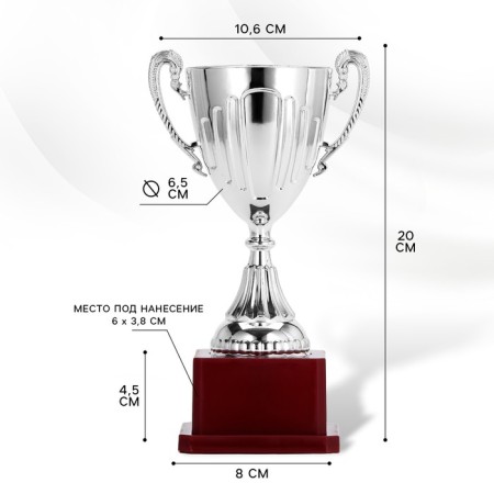 Cup 045, award figure, silver, plastic stand, 20 x 10.6 x 8 cm.-1