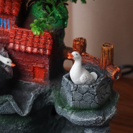 Fountain "House under a tree, stone tubs" 27x18 cm (with backlight, without ball)-1