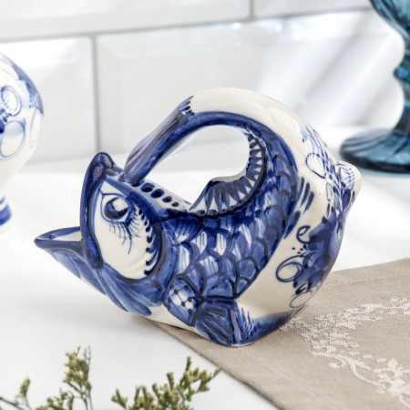 Napkin "fish", small, gzhel, porcelain, 10x12 cm-1