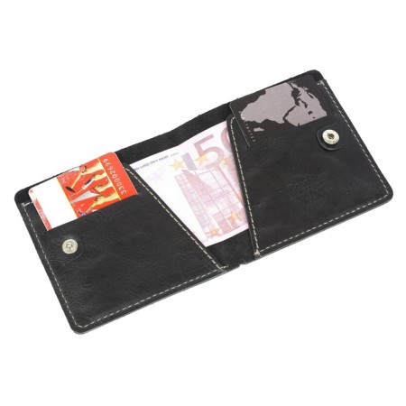 M-955 Portmone on the button, a map for cards (2)/bill, color Black pulp 9.5x9.5x1cm-1