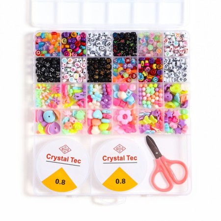 A set for creating jewelry with a Russian alphabet, 24 types of beads, 2 fishing lines, scissors-4
