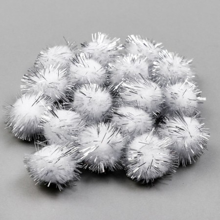 A set of parts for the decor “Bombs with a shine” set 18 pcs., Size 1 pcs: 2.5 cm, color white silver-2