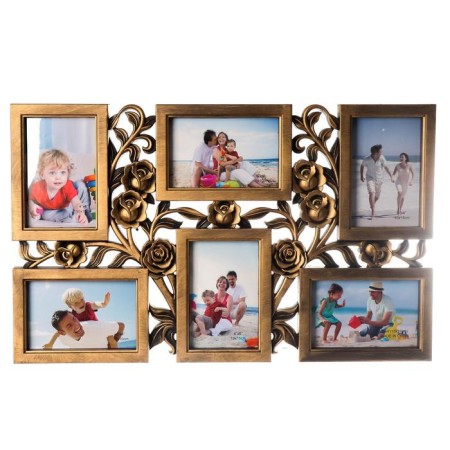 Photo frame plastic in 6 photos 10x15 cm "rose bush" Dark gold 35.5x56.5x2 cm-4