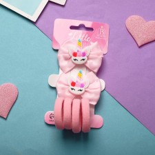 Hair Sofia (4 elastic bands, 2 clamps) a unicorn bow, pink