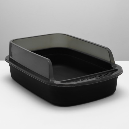 Toilet with transparent sides with a scoop and filter, 50 x 34 x 18 cm, black-4