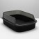 Toilet with transparent sides with a scoop and filter, 50 x 34 x 18 cm, black