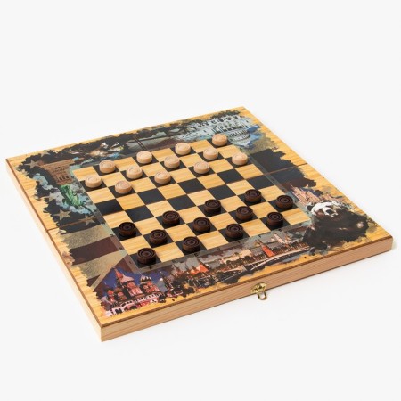 Board game 3 in 1 "Russia and America": chess, checkers, backgammon, wood, 50 x 50 cm-2