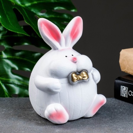 Piggy bank "Hare Puff" White, 15cm