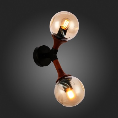 Wall lamp EVOLUCE. Sle109401-01. Raquel. 2x60 watts, E27, 13x41 cm, black color, dark tree-1