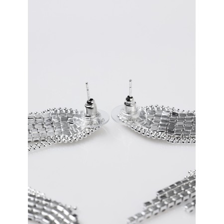 Hanging earrings with rhinestones "Eternal radiance" Medusa, white color in silver-1