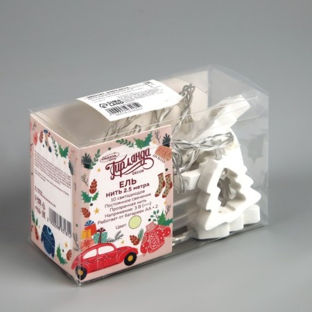 Garland “thread” 2.5 m with nozzles “Christmas tree”, ip20, transparent thread, 10 LED, glow warm white, AAH2-5