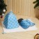 Set for a bath with a print "Water Dragon": a hat, slippers, rug, blue, p. 41-43