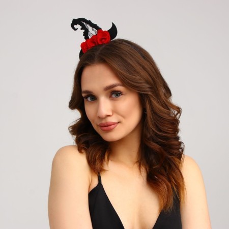 Carnival rim "witch", with roses, red-1
