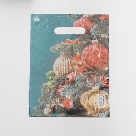 Package "New Year", plastic with a cut pen, 30x23 cm, 30 μm