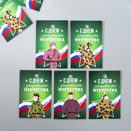 Cardboard "Happy Defender Day" set 10 pcs (5 types) 4x6 cm-1