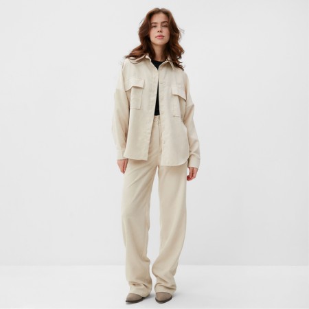 Women's blouse Minaku: Velvet Collection Milk color, river 48-1