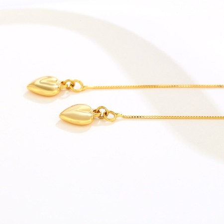 Hanging earrings Xuping chains, heart, color gold-2