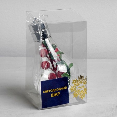 Christmas ball "Berries", batteries, 5 LED, white glow-3