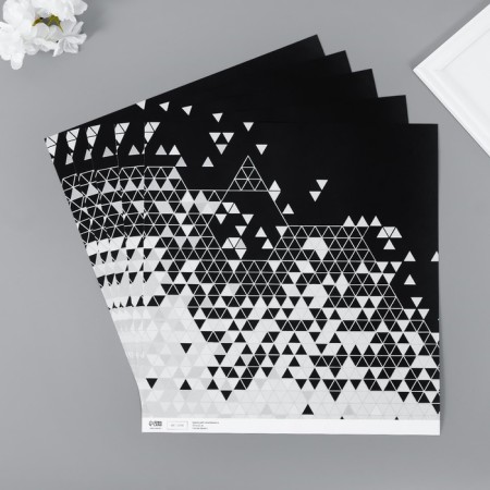 Scrapbooking paper bilateral "style" density 180 grams set 5 pcs 30.5x32 cm-2