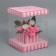 Gift box for flowers with a vase and PVC windows folding, packaging, "love", 23 x 30 x 23 cm