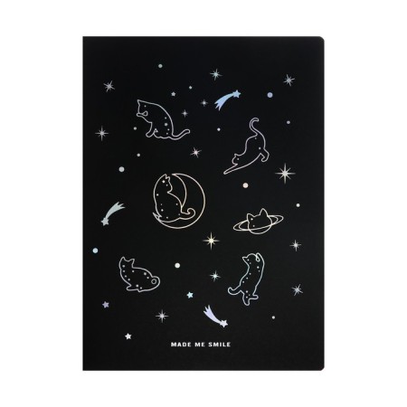 A4 sketchbook, 26 black sheets, "cat on the moon", density 110 gr., Mix-1