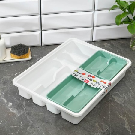 Little tray for cutlery, 2-tier, pistachio color-5