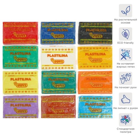 Plant -based plasticine, 12 colors, 350 g, jovi, display, mix, for babies (price for 1 pc.)-1