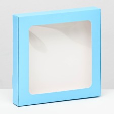 Self -charged box, with a blue window, 19 x 19 x 3 cm